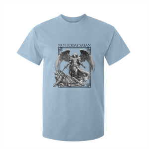 Funny Saint Michael Defeating Satan T Shirt For Kid Not Today Satan TS12 Light Blue Print Your Wear