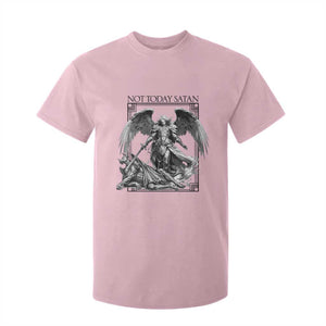 Funny Saint Michael Defeating Satan T Shirt For Kid Not Today Satan TS12 Light Pink Print Your Wear