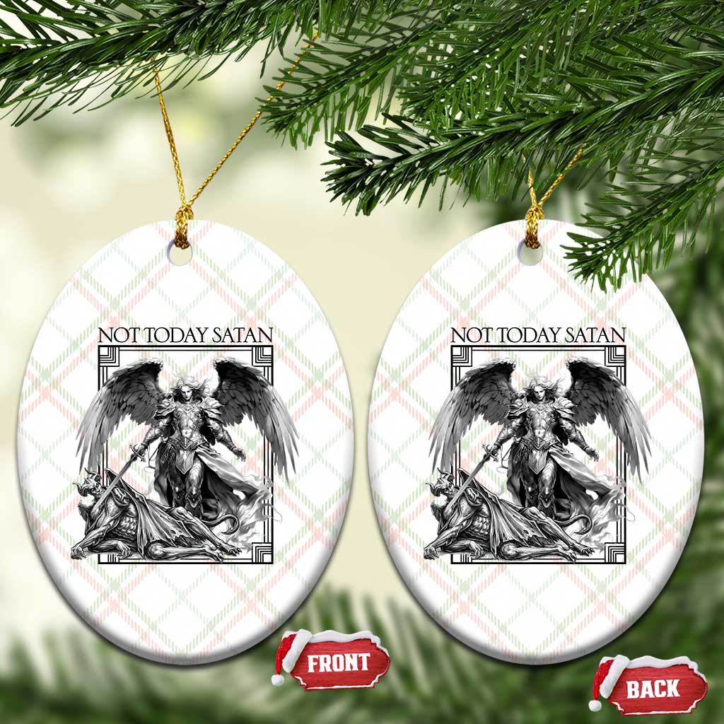 Funny Saint Michael Defeating Satan Ceramic Ornament Not Today Satan TS12 Print Your Wear