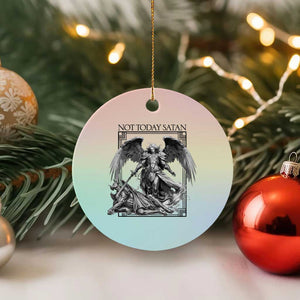 Funny Saint Michael Defeating Satan Ceramic Ornament Not Today Satan TS12 1pc Pastel Print Your Wear