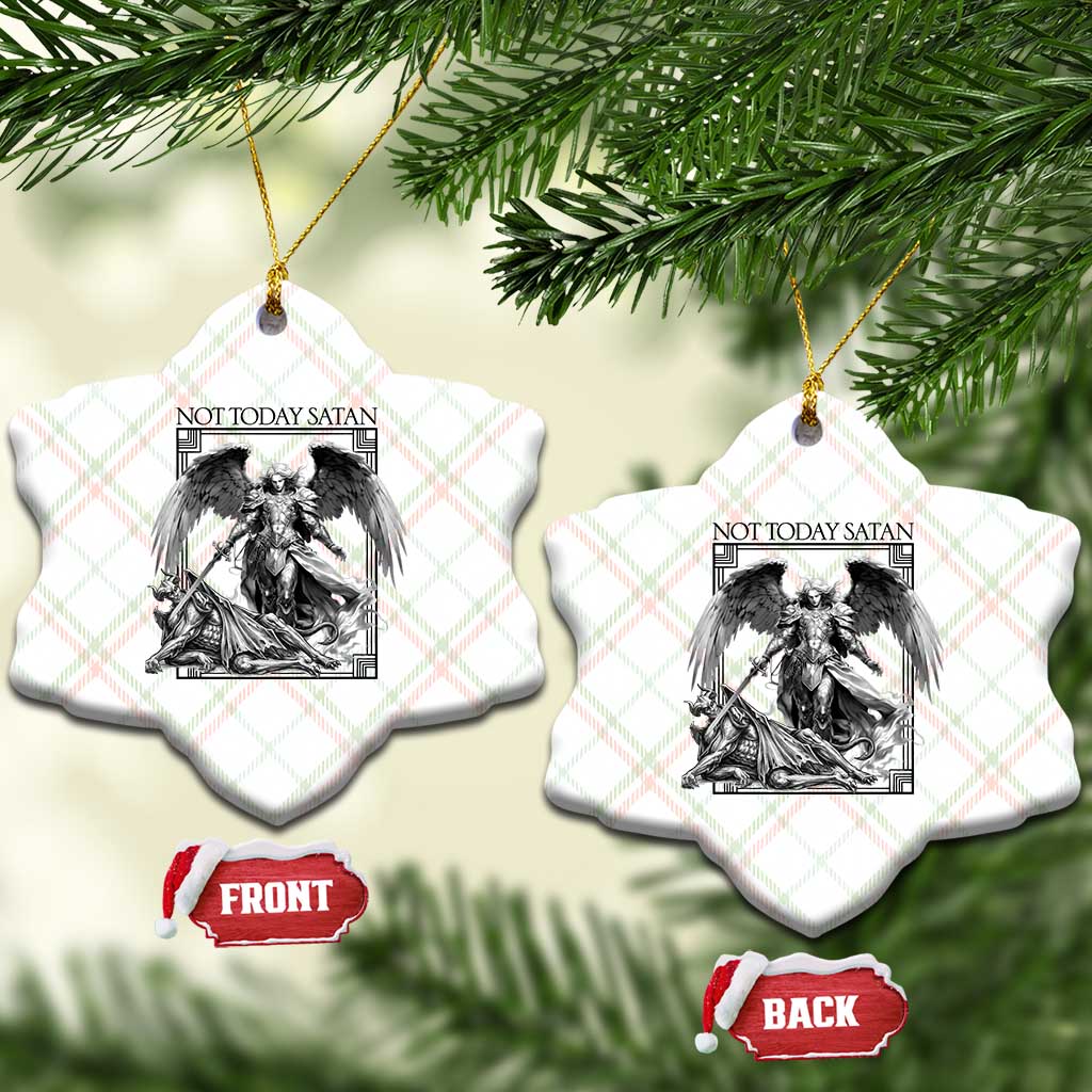 Funny Saint Michael Defeating Satan Ceramic Ornament Not Today Satan TS12 Print Your Wear