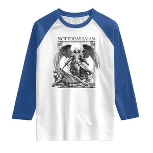 Funny Saint Michael Defeating Satan Raglan Shirt Not Today Satan TS12 White Royal Print Your Wear