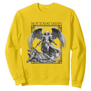 Funny Saint Michael Defeating Satan Sweatshirt Not Today Satan TS12 Daisy Print Your Wear