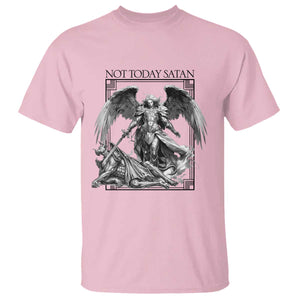 Funny Saint Michael Defeating Satan T Shirt Not Today Satan TS12 Light Pink Print Your Wear