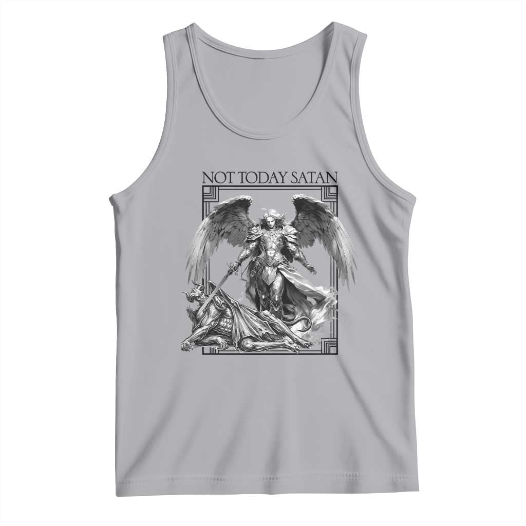 Funny Saint Michael Defeating Satan Tank Top Not Today Satan TS12 Athletic Heather Print Your Wear