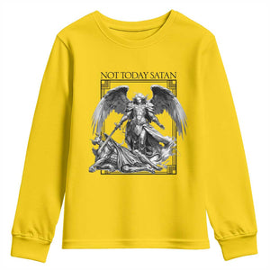 Funny Saint Michael Defeating Satan Youth Sweatshirt Not Today Satan TS12 Daisy Print Your Wear