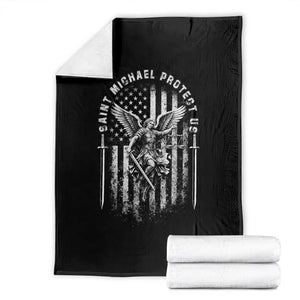 Vintage Saint Michael Archangel Protect Us Prayer Throw Blanket TS12 Black Print Your Wear