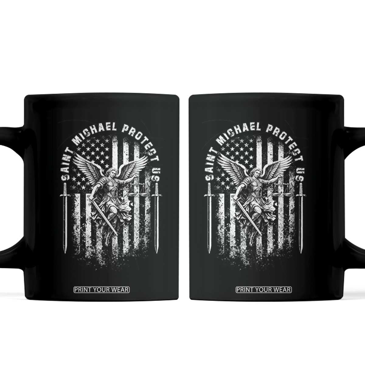 Vintage Saint Michael Archangel Protect Us Prayer Coffee Mug TS12 Black Print Your Wear
