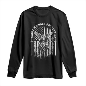 Vintage Saint Michael Archangel Protect Us Prayer Long Sleeve Shirt TS12 Black Print Your Wear