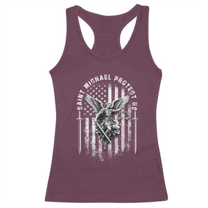 Vintage Saint Michael Archangel Protect Us Prayer Racerback Tank Top TS12 Maroon Print Your Wear