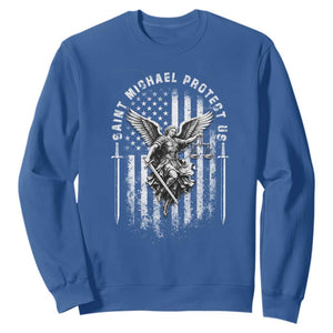 Vintage Saint Michael Archangel Protect Us Prayer Sweatshirt TS12 Royal Blue Print Your Wear