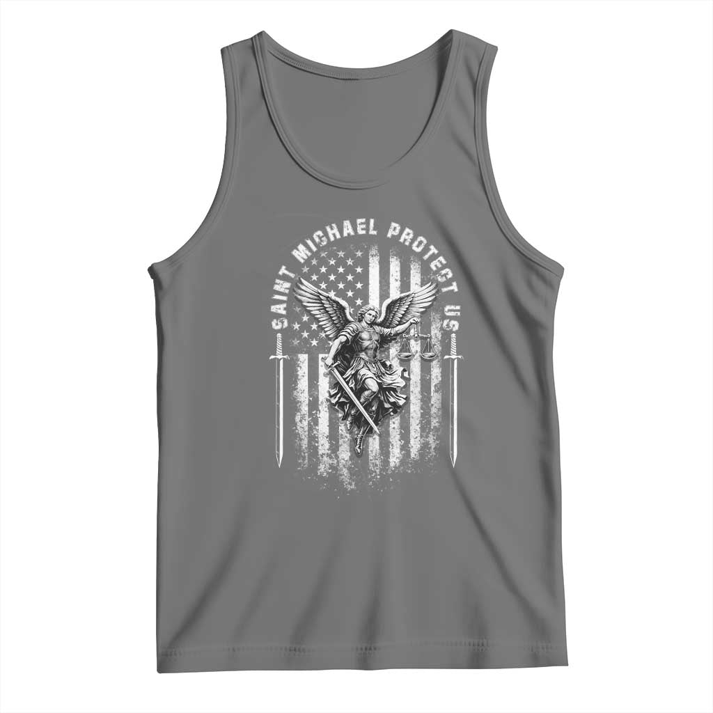 Vintage Saint Michael Archangel Protect Us Prayer Tank Top TS12 Black Heather Print Your Wear