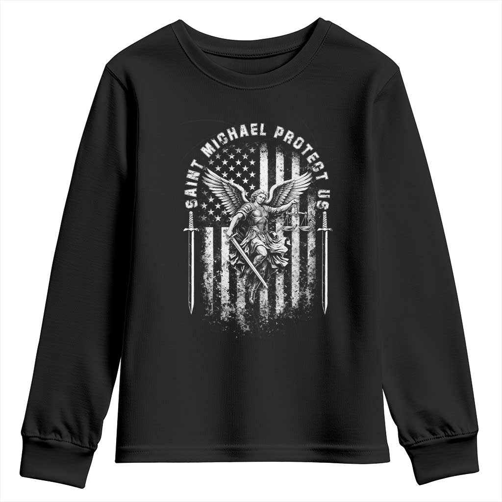 Vintage Saint Michael Archangel Protect Us Prayer Youth Sweatshirt TS12 Black Print Your Wear