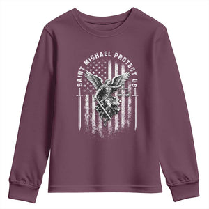 Vintage Saint Michael Archangel Protect Us Prayer Youth Sweatshirt TS12 Maroon Print Your Wear