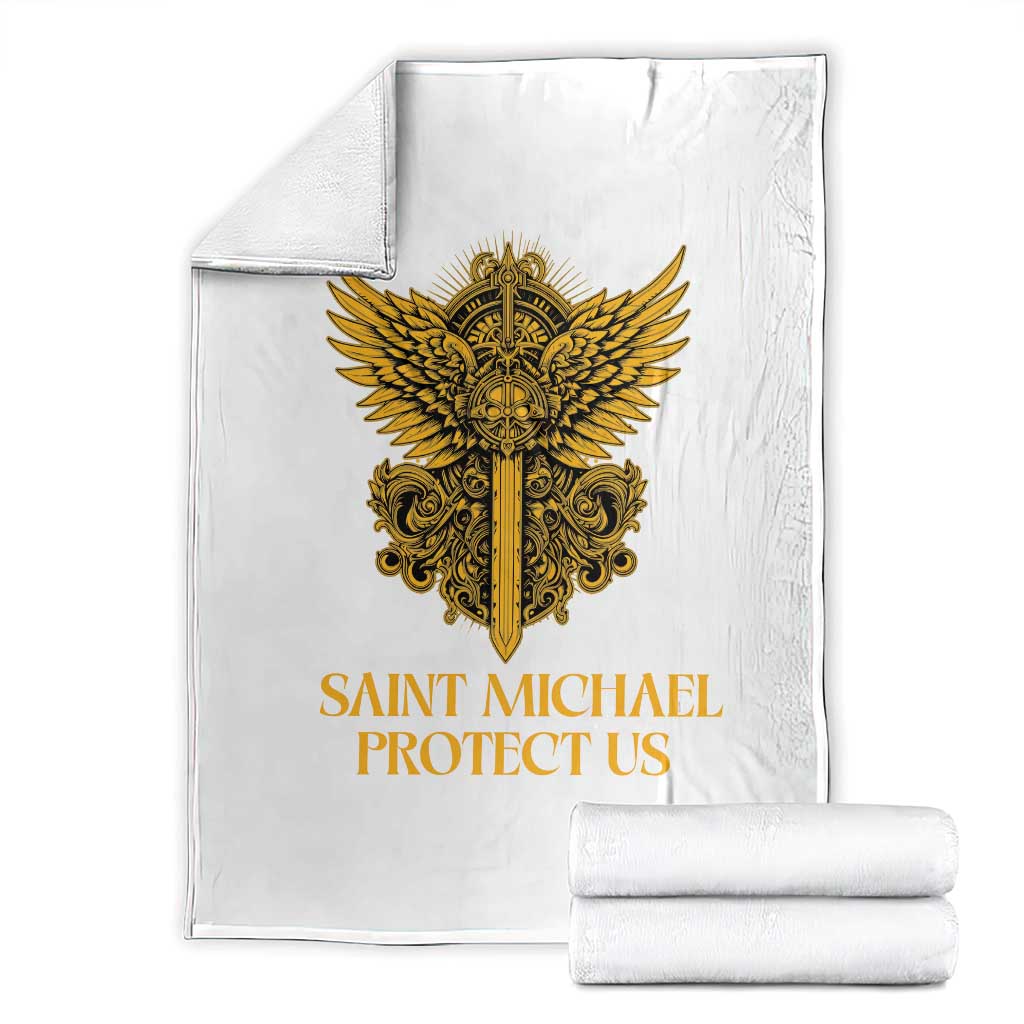 Vintage Catholic Saint Michael Protect Us Throw Blanket Religious Gift TS12 Black Print Your Wear