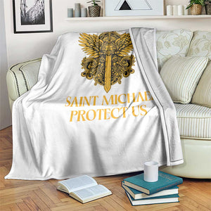 Vintage Catholic Saint Michael Protect Us Throw Blanket Religious Gift TS12 Print Your Wear