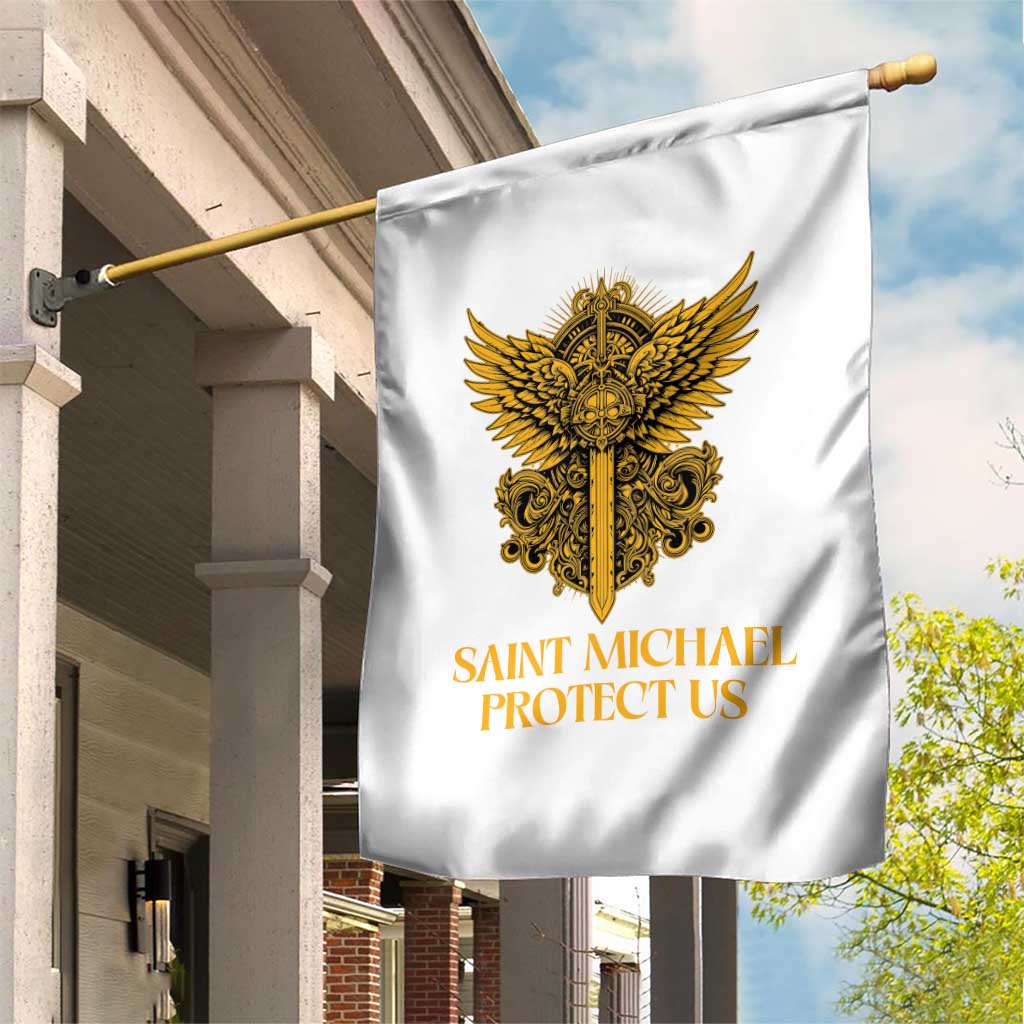 Vintage Catholic Saint Michael Protect Us Garden Flag Religious Gift TS12 Print Your Wear