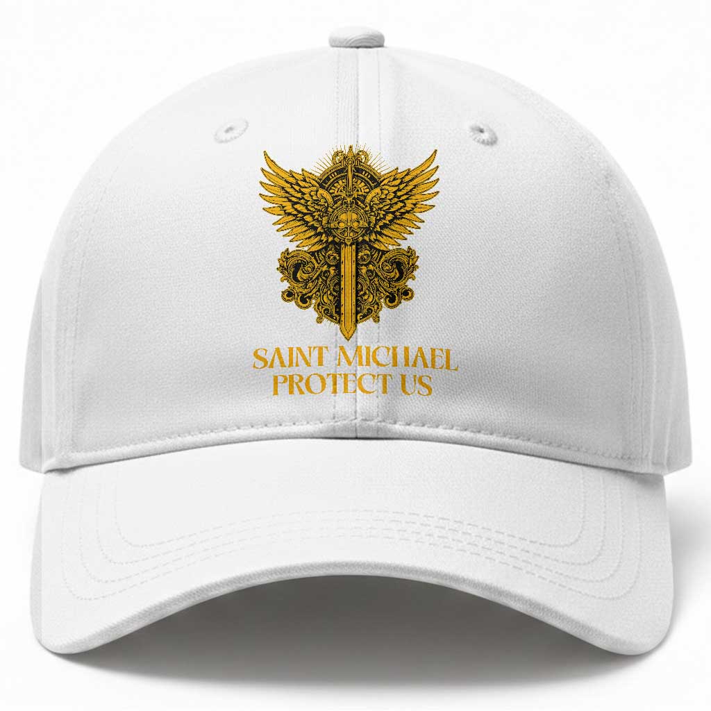 Vintage Catholic Saint Michael Protect Us Baseball Cap Religious Gift TS12 Print Your Wear