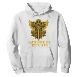 Vintage Catholic Saint Michael Protect Us Hoodie Religious Gift TS12 White Print Your Wear
