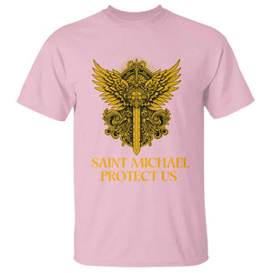 Vintage Catholic Saint Michael Protect Us T Shirt Religious Gift TS12 Light Pink Print Your Wear