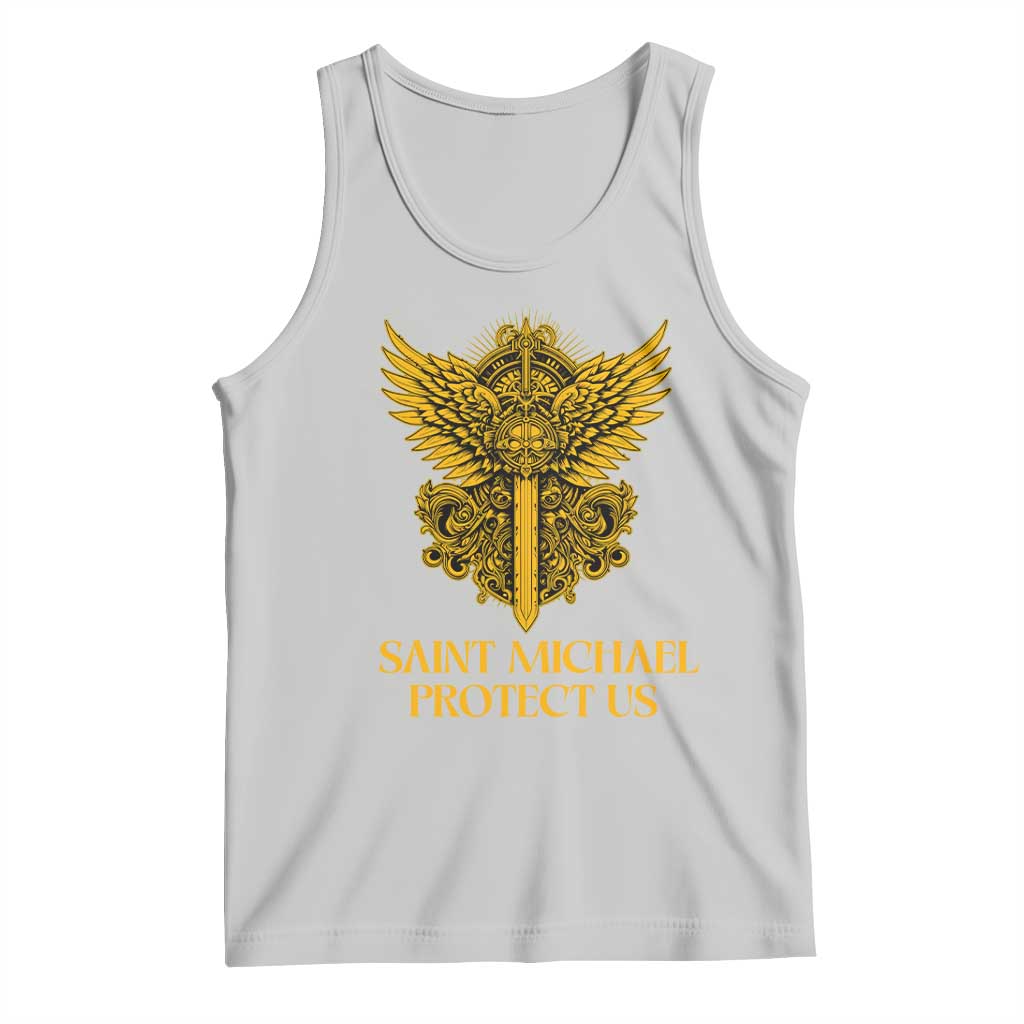 Vintage Catholic Saint Michael Protect Us Tank Top Religious Gift TS12 Ash Print Your Wear