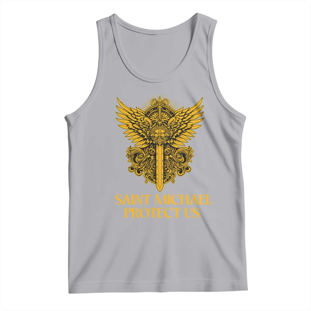 Vintage Catholic Saint Michael Protect Us Tank Top Religious Gift TS12 Athletic Heather Print Your Wear
