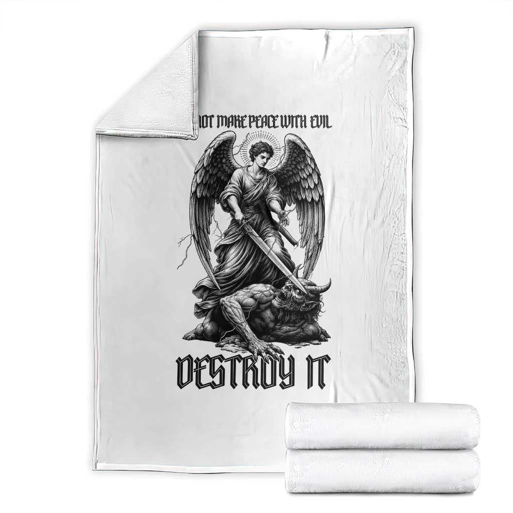 Do Not Make Peace With Evil Throw Blanket Archangel Saint Michael TS12 White Print Your Wear