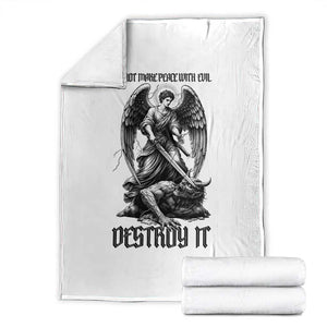 Do Not Make Peace With Evil Throw Blanket Archangel Saint Michael TS12 White Print Your Wear