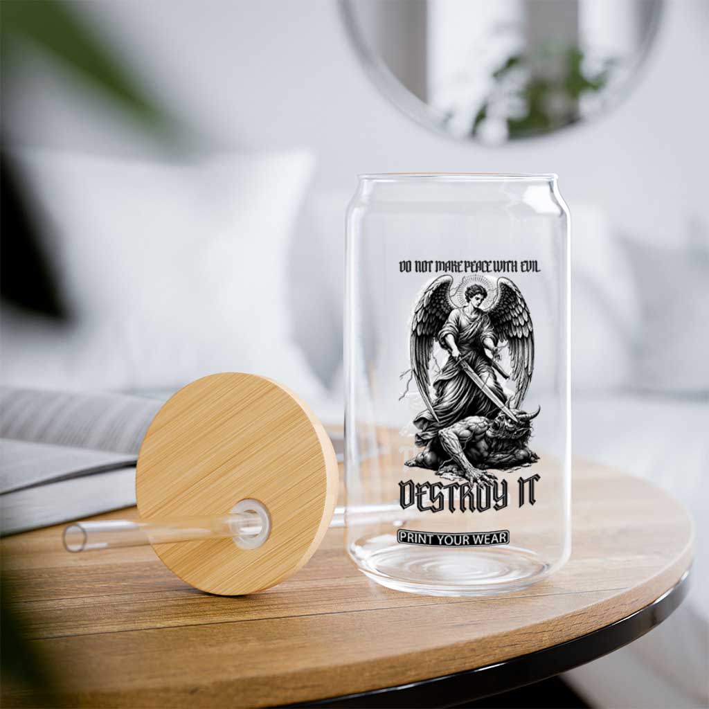 Do Not Make Peace With Evil Glass Can Archangel Saint Michael TS12 Print Your Wear