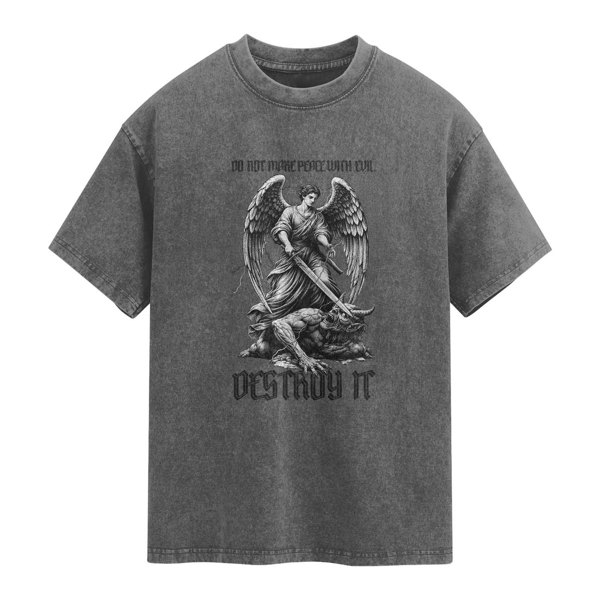 Do Not Make Peace With Evil Washed Cotton T-Shirt Archangel Saint Michael