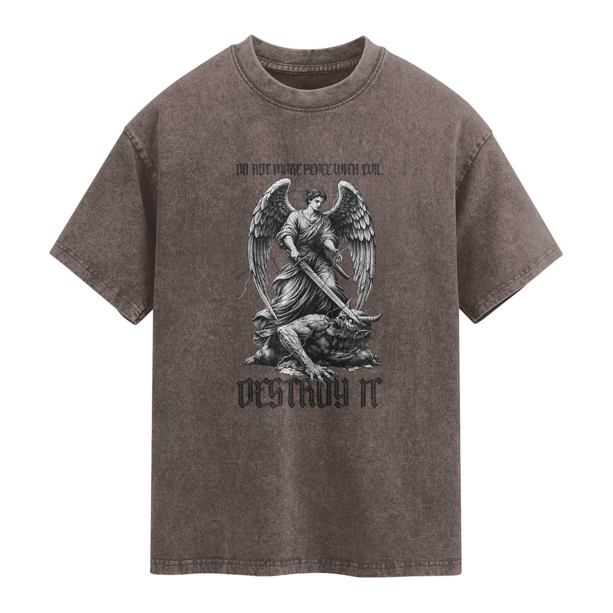 Do Not Make Peace With Evil Washed Cotton T-Shirt Archangel Saint Michael