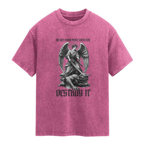 Do Not Make Peace With Evil Washed Cotton T-Shirt Archangel Saint Michael
