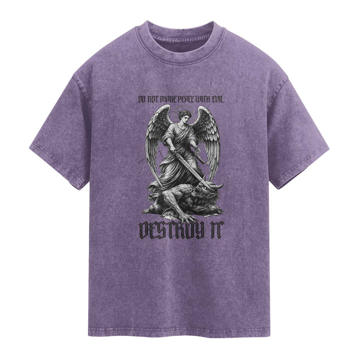 Do Not Make Peace With Evil Washed Cotton T-Shirt Archangel Saint Michael