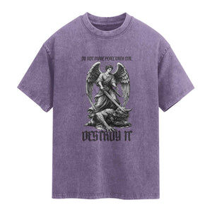 Do Not Make Peace With Evil Washed Cotton T-Shirt Archangel Saint Michael