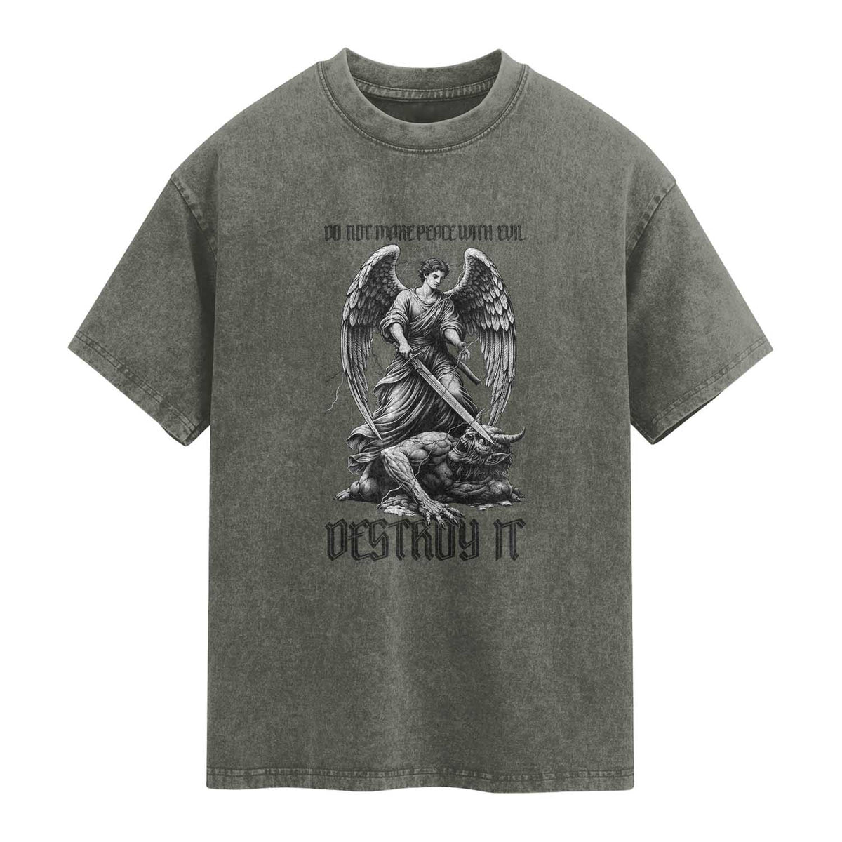 Do Not Make Peace With Evil Washed Cotton T-Shirt Archangel Saint Michael