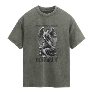 Do Not Make Peace With Evil Washed Cotton T-Shirt Archangel Saint Michael