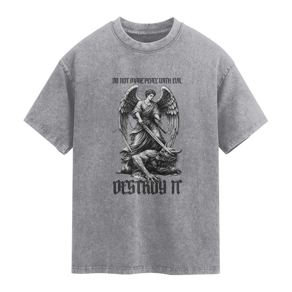 Do Not Make Peace With Evil Washed Cotton T-Shirt Archangel Saint Michael