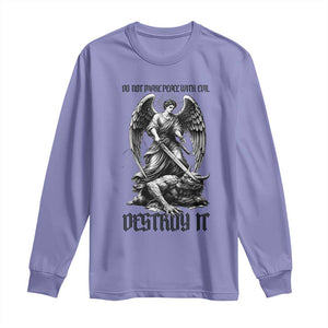 Do Not Make Peace With Evil Long Sleeve Shirt Archangel Saint Michael TS12 Violet Print Your Wear