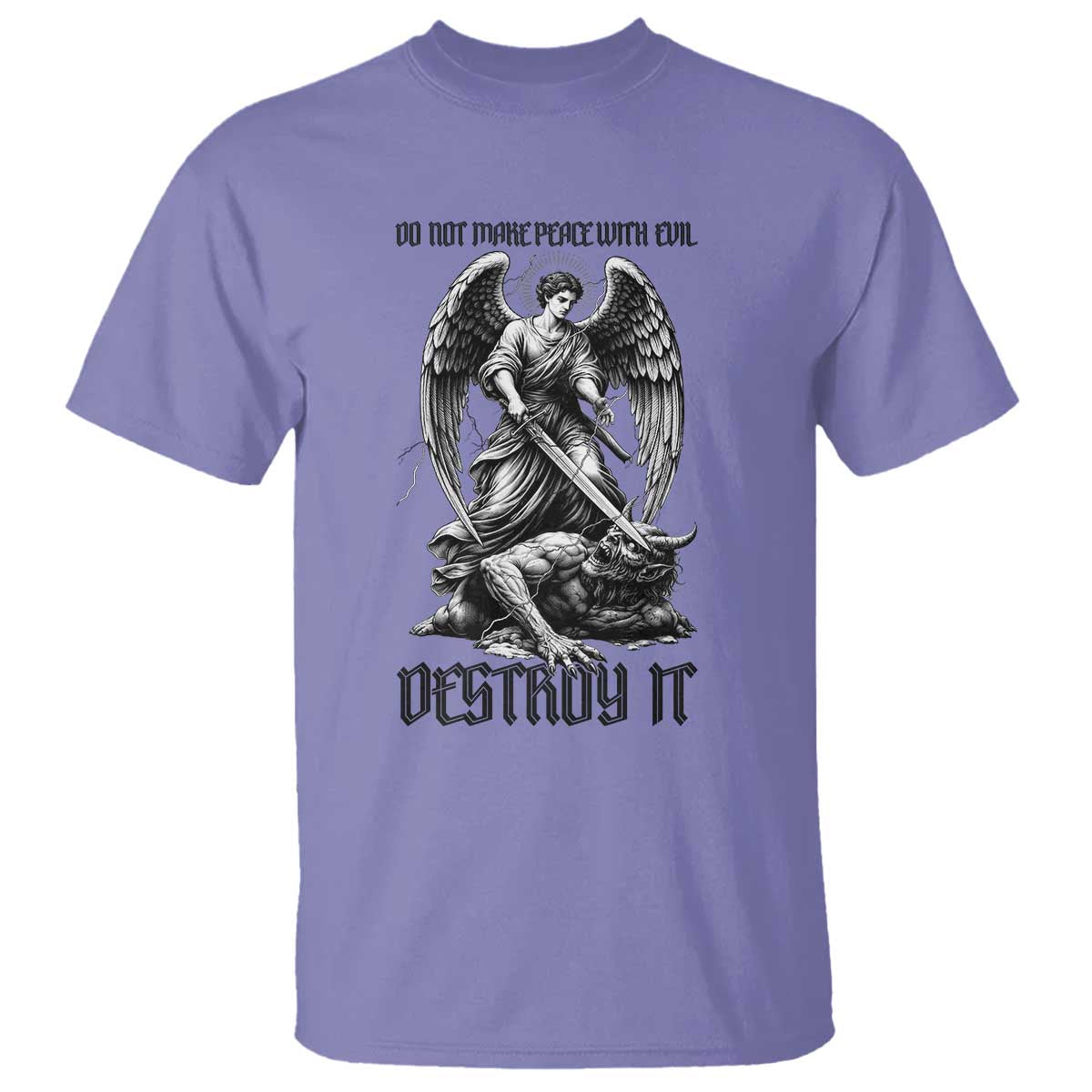 Do Not Make Peace With Evil T Shirt Archangel Saint Michael TS12 Violet Print Your Wear