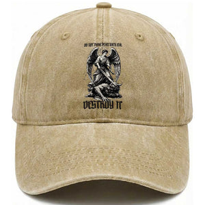 Do Not Make Peace With Evil Washed Cotton Baseball Cap Archangel Saint Michael TS12 Print Your Wear