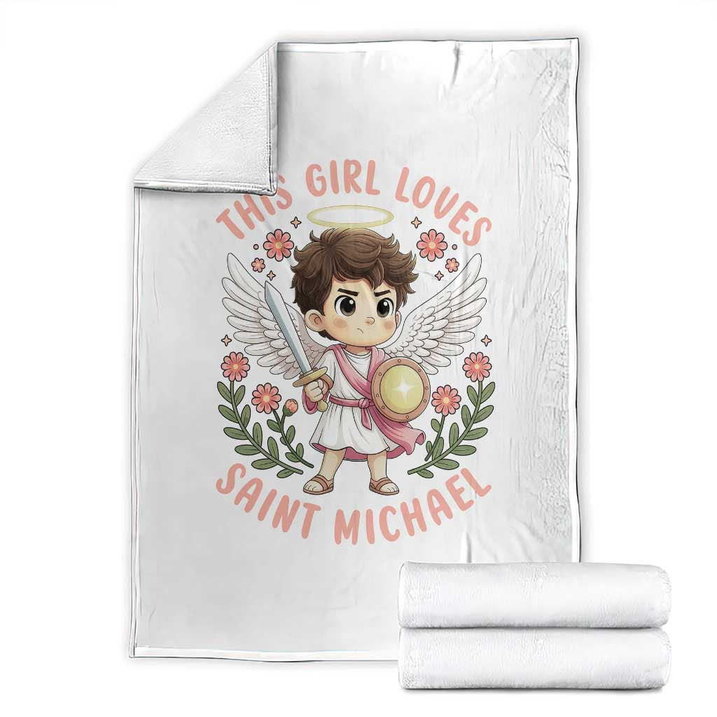 This Girl Loves Saint Michael Throw Blanket Religious Faith Gift TS12 Black Print Your Wear
