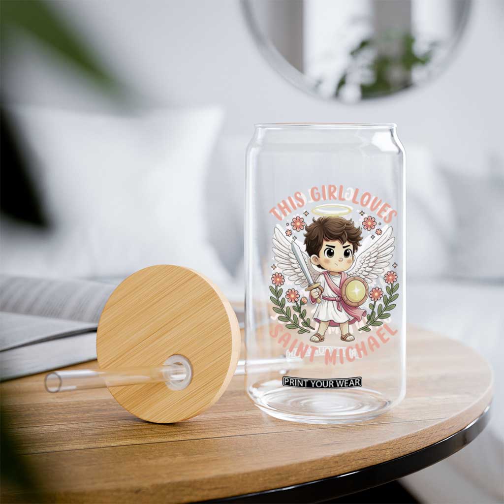 This Girl Loves Saint Michael Glass Can Religious Faith Gift TS12 Print Your Wear