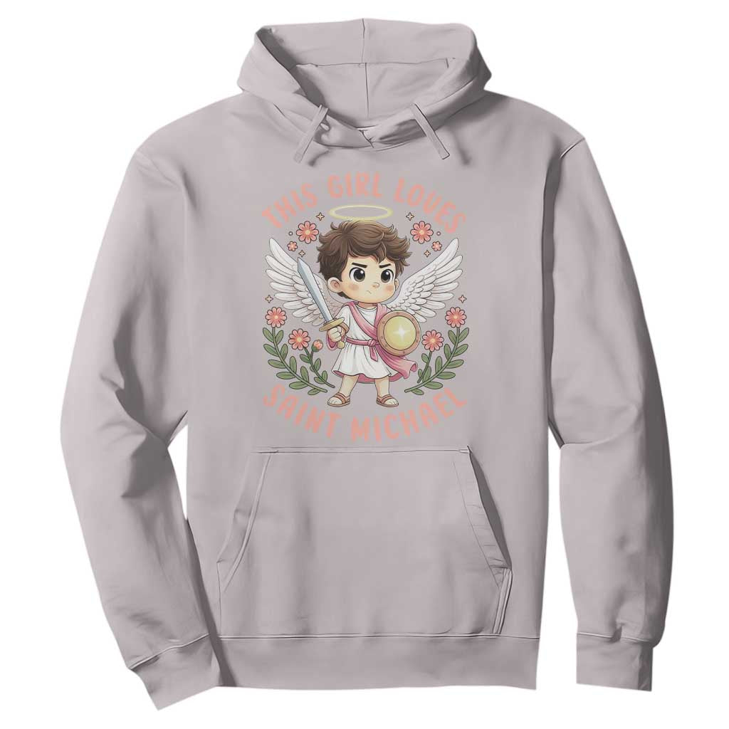 This Girl Loves Saint Michael Hoodie Religious Faith Gift TS12 Ice Gray Print Your Wear