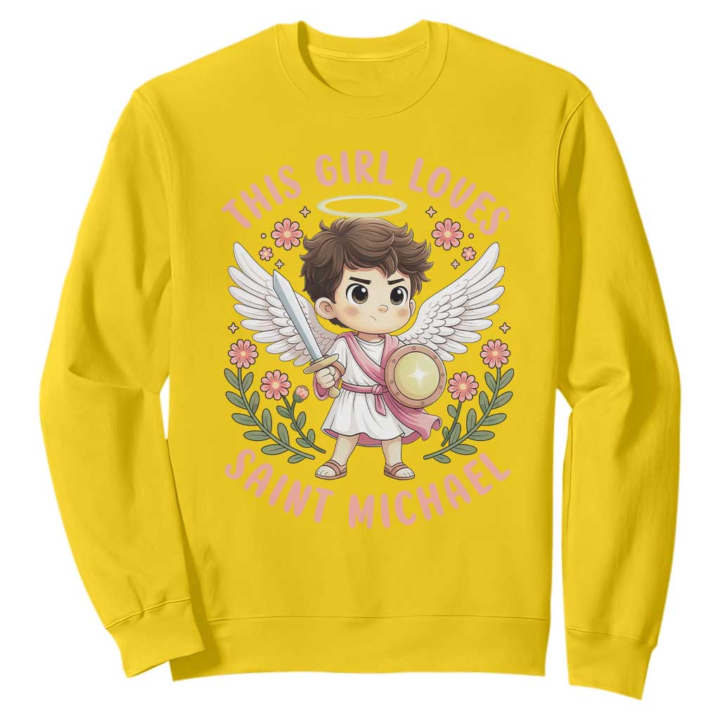 This Girl Loves Saint Michael Sweatshirt Religious Faith Gift TS12 Daisy Print Your Wear