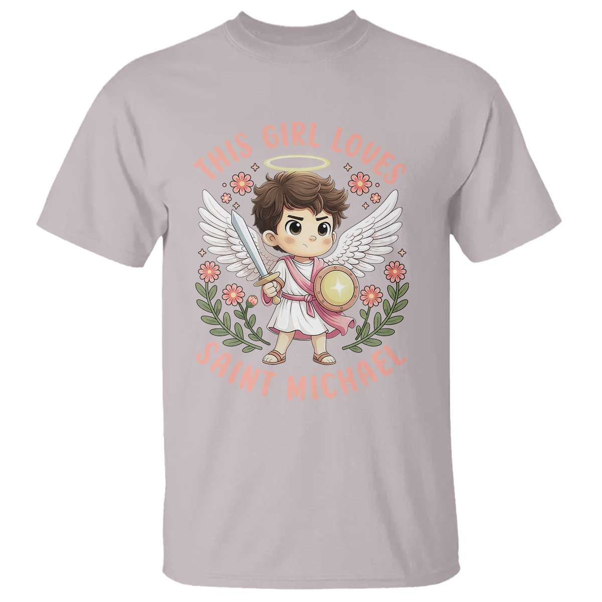 This Girl Loves Saint Michael T Shirt Religious Faith Gift TS12 Ice Gray Print Your Wear