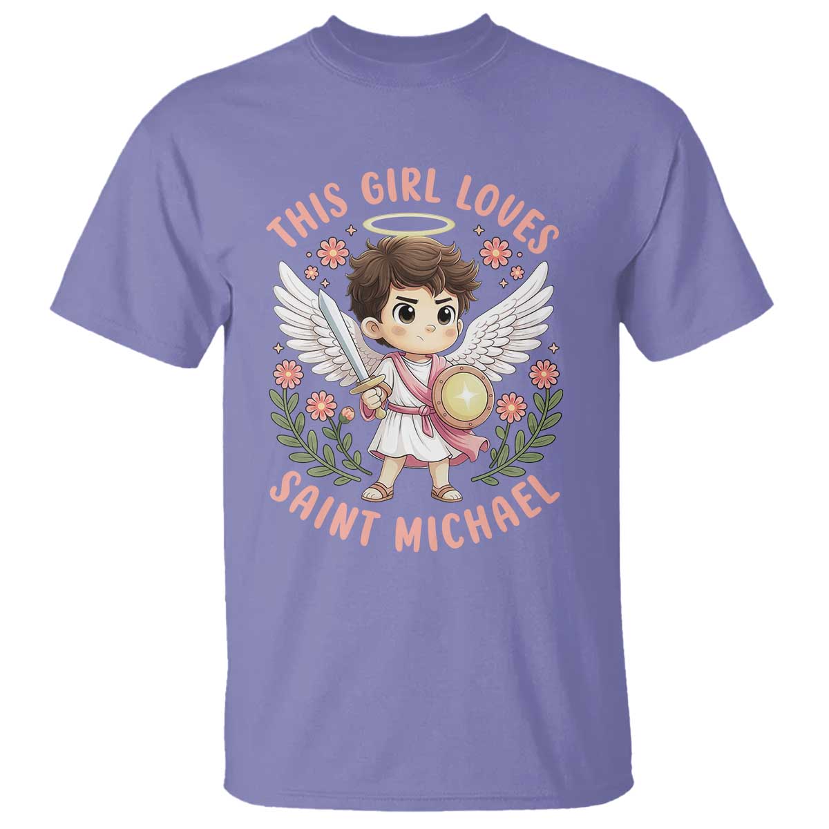 This Girl Loves Saint Michael T Shirt Religious Faith Gift TS12 Violet Print Your Wear