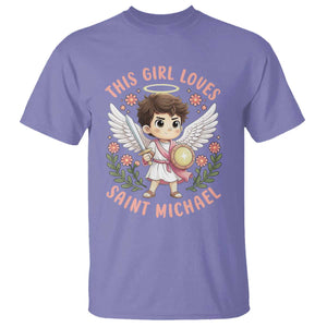 This Girl Loves Saint Michael T Shirt Religious Faith Gift TS12 Violet Print Your Wear
