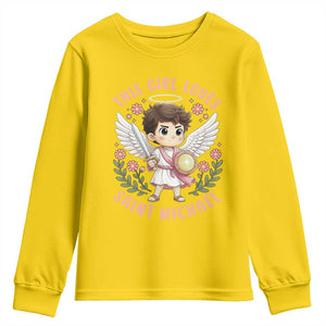 This Girl Loves Saint Michael Youth Sweatshirt Religious Faith Gift TS12 Daisy Print Your Wear