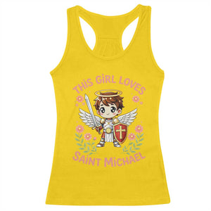 This Girl Loves Saint Michael Racerback Tank Top Catholic Faith Gift TS12 Daisy Print Your Wear
