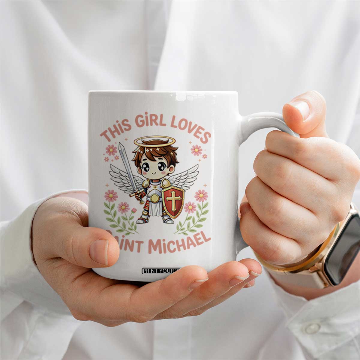 This Girl Loves Saint Michael Coffee Mug Catholic Faith Gift TS12 Print Your Wear